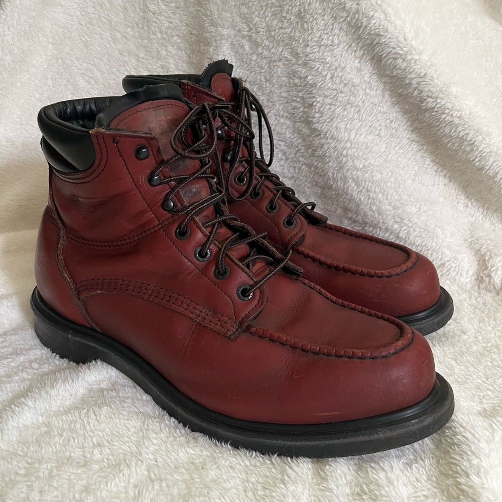 Red Wing 202 11 D Brown Leather Moc Soft Toe Work Boots Supersole USA Made
